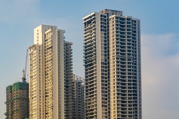 Fototapeta na wymiar Aerial drone shot of the buildings of Mumbai, India