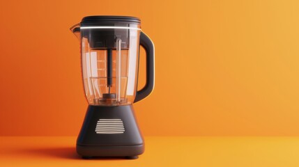 A highspeed blender, its sleek lines and modern design set against a neon orange background, emphasizing efficiency and bold style hyper realistic