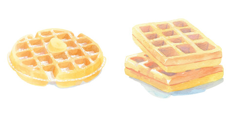 waffle topped watercolor vector illustration
