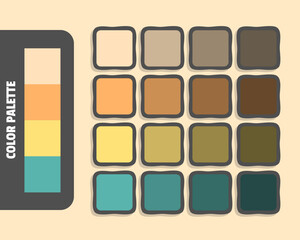 Moccasin sandybrown khaki cadetblue color palette, colour matching, rgb colors, harmonious colours catalog