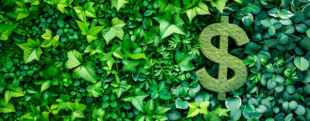 Green shoots in the economy. dollar symbol - obrazy, fototapety, plakaty