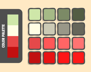 Palegoldenrod lightyellow tomato firebrick color palette, colour matching, rgb colors, harmonious colours catalog