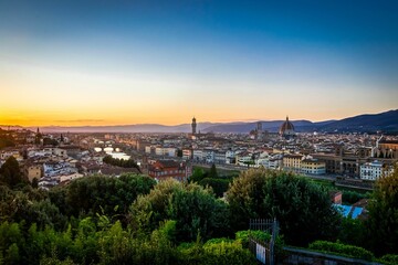 Beautiful cityscape of Florence at soft sunset