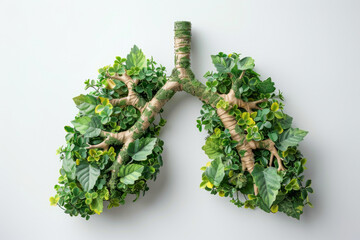 Greenery shaped as human lungs, showcasing the breath of life and environmental care.