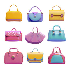 Different colored bags on a Transparent Background