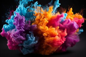 Abstract Colorful Burst Smoke Image Generated By AI