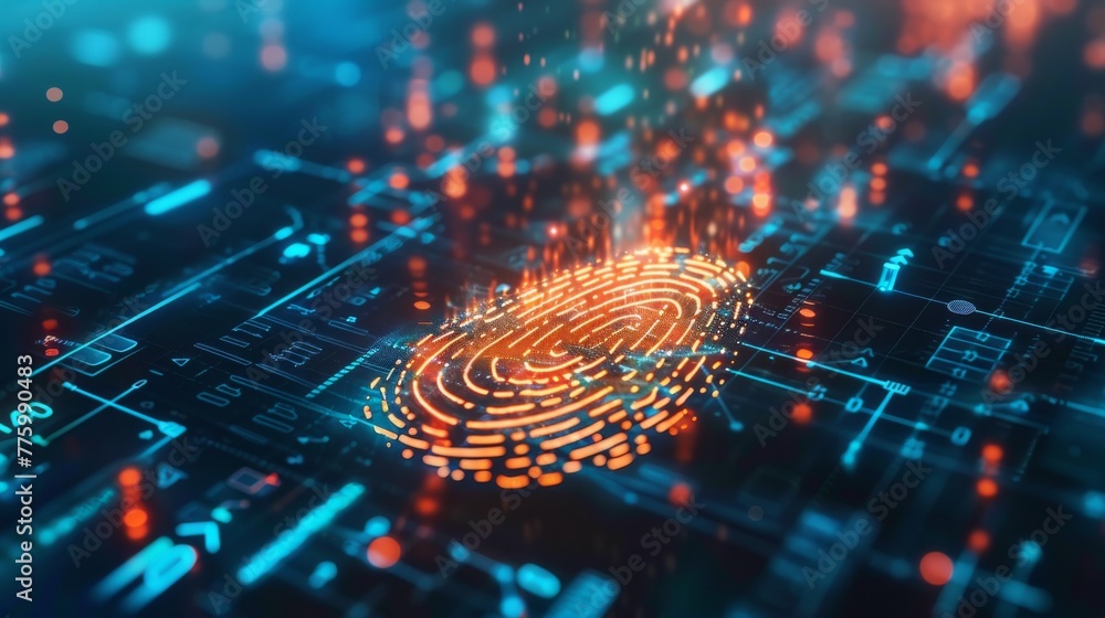 Aufkleber biometrics security with digital interface for banking.