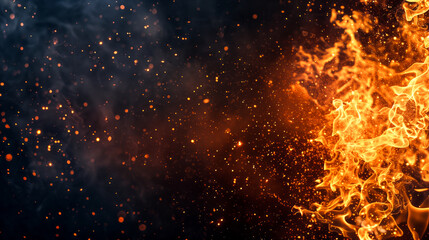 Fototapeta na wymiar Fire concept, isolated blazing holi, dark background