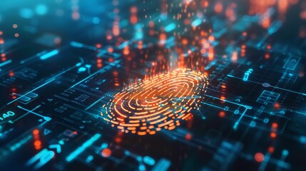 Biometrics security with digital interface for banking. - obrazy, fototapety, plakaty