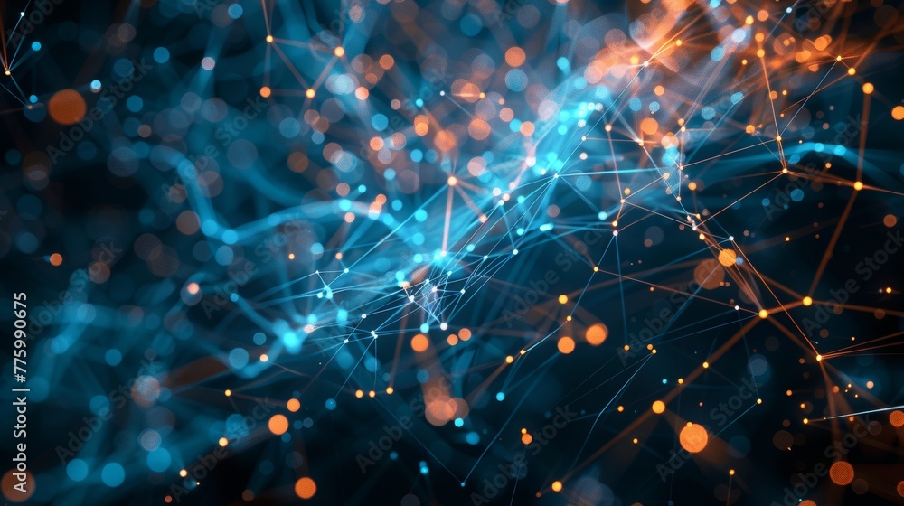 Poster biological neural network. ai. interconnection of neurons.