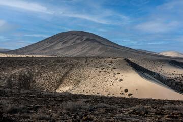 Sand dunes and desert on the island of Fuerteventura