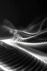 An abstract black and white background with flowing curvy lines