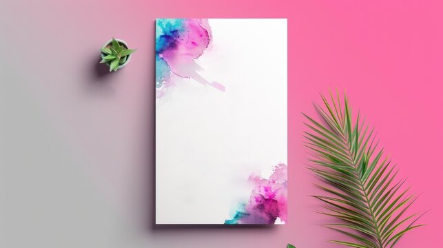 Creative resume template with abstract watercolor splashes in corner accents bold headings