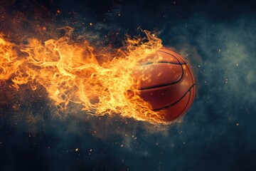 Hot Basketball ball fire flame. Play team. Generate Ai