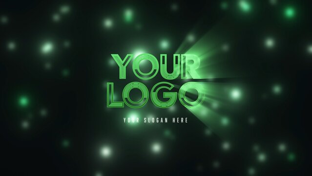 Green Light Ray Particles Bright Glowing Logo Reveal