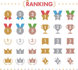 シンプルなランキングアイコンのセット