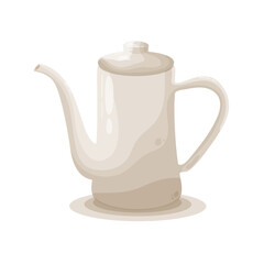 solo beige flat isolated teapot on the violet background. vector illustration of beige teapot