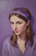 portrait of a woman on violet background