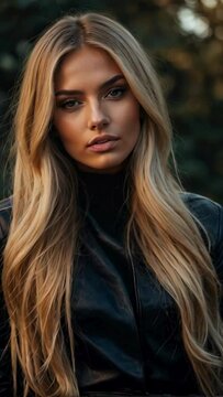 beautiful european woman with long blonde hair