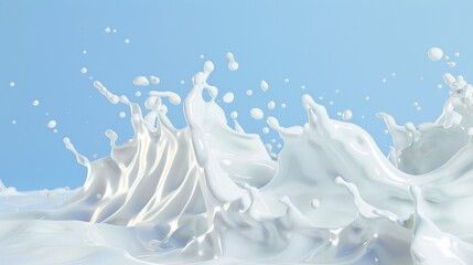 Obraz na płótnie Canvas A dynamic image capturing a milk splash against a vibrant blue background