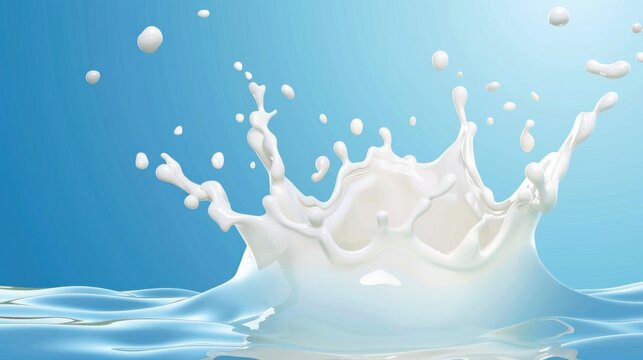 A dynamic image capturing a milk splash against a vibrant blue background