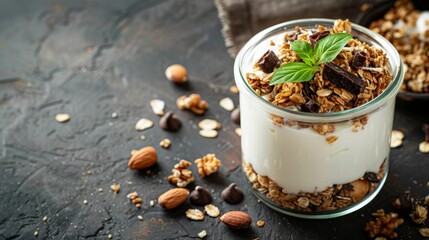A homemade bowl of yogurt topped with freshly baked granola