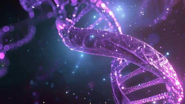 Double-Stranded Purple and Blue DNA Structure