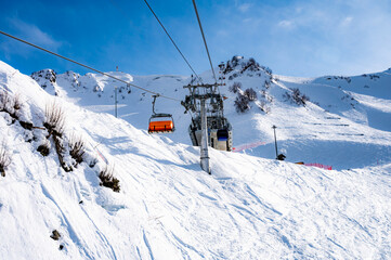 Fototapeta na wymiar chair lift for skiing