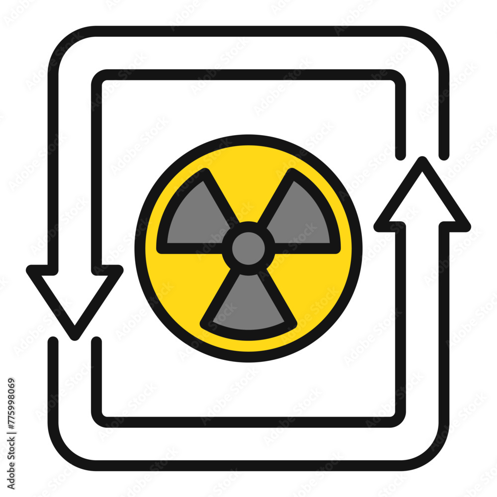 Poster arrows with radiation symbol vector nuclear zone colored icon or design element