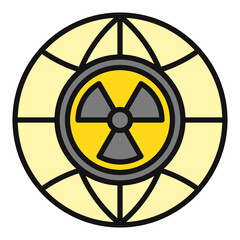 Earth Globe with Radiation symbol vector Radioactive colored icon or sign