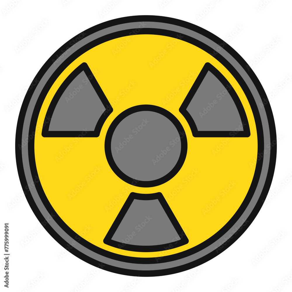 Poster radiation radioactive warning round vector colored icon or design element
