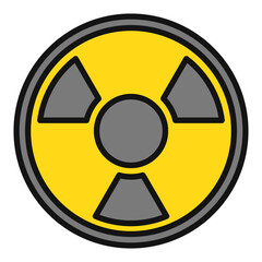 Radiation Radioactive Warning round vector colored icon or design element