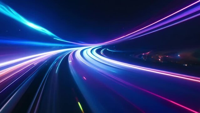 Abstract light trails with a motion blur effect,