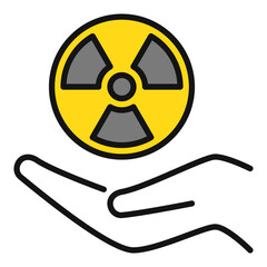 Radiation sign on Hand vector Radiology colored icon or design element