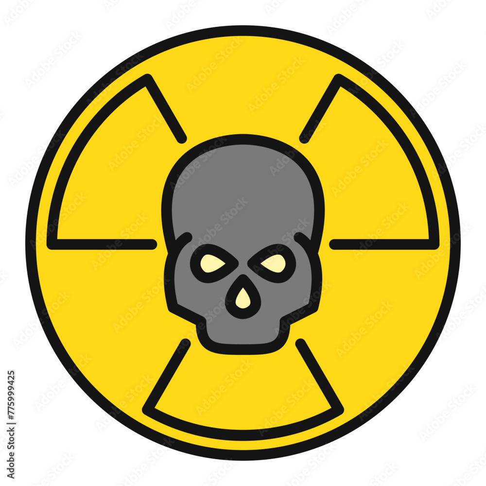 Poster radiation symbol with skull vector radiation colored icon or design element