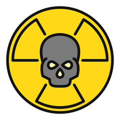 Radiation symbol with Skull vector Radiation colored icon or design element