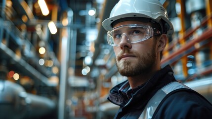 Picture of a petroleum oil refinery engineer worker in oil and gas industrial with personal safety equipment