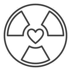 Heart with Radiation vector Radioactive icon or symbol in outline style