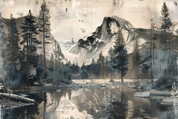 Contemporary Art Collage of Yosemite’s Half Dome


