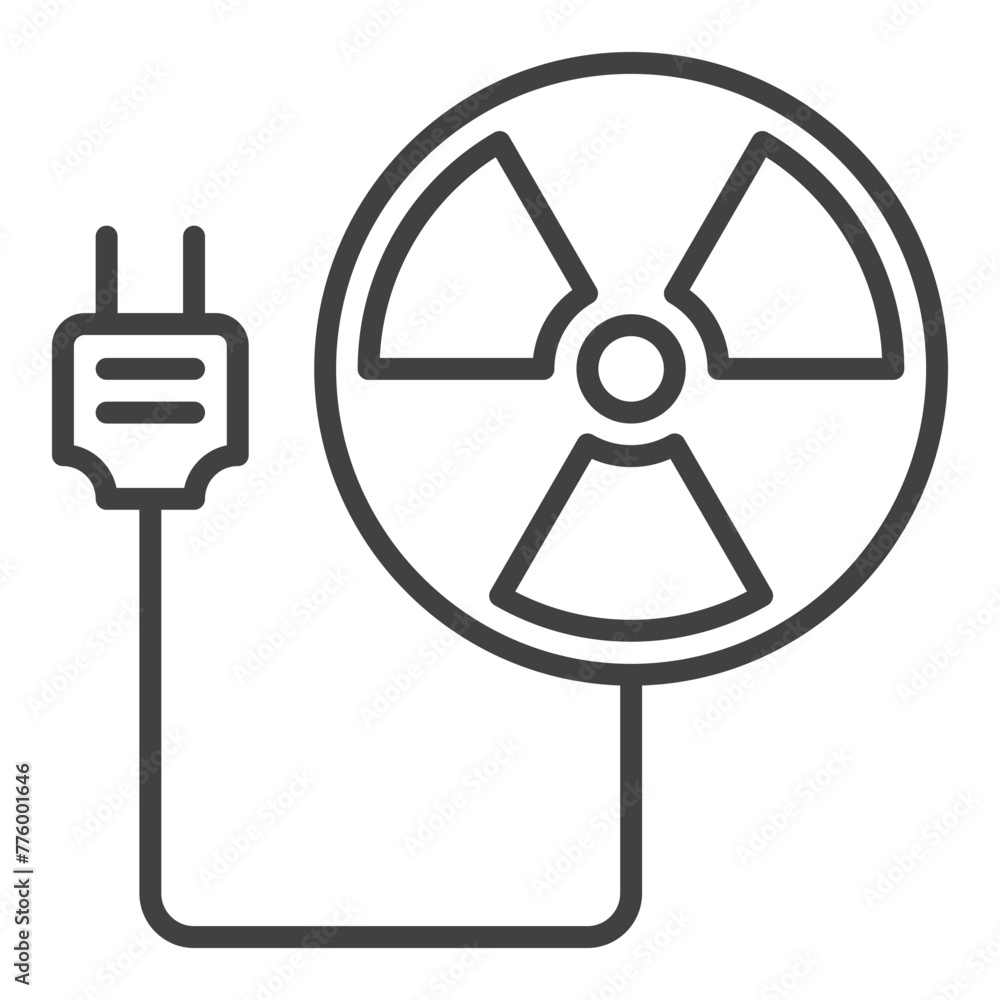 Poster radiation with plug vector radiation warning linear icon or symbol