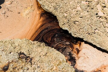 Pedra do Sal Beach polluted with oil in Salvador, Brazil