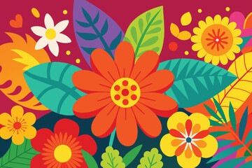 Fototapeta na wymiar Colorful Summer Floral vector Background