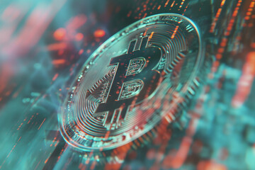 Bitcoin sign on virtual screen