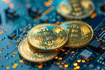 Bitcoin sign on virtual screen