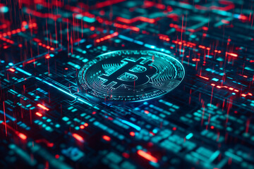 Bitcoin sign on virtual screen