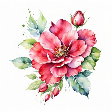 watercolor Spring flower collection. Spring Floral Bouquet flower Watercolor Blue Flower Blooming
