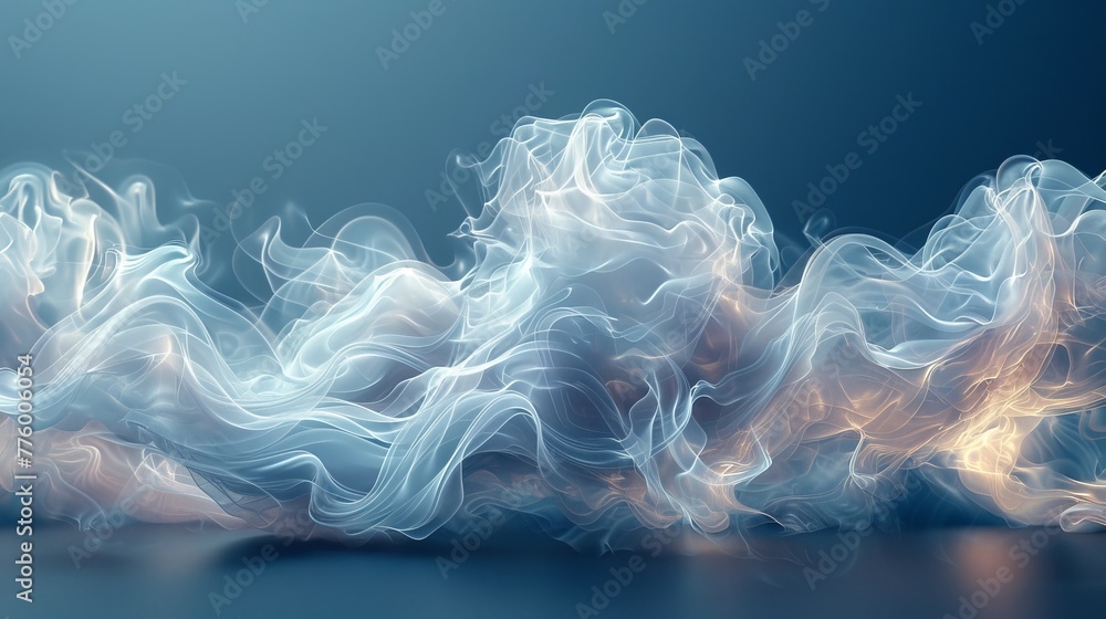Poster infrared wind wave light effect. realistic movement of rarefied water from a humidifier. concept of 