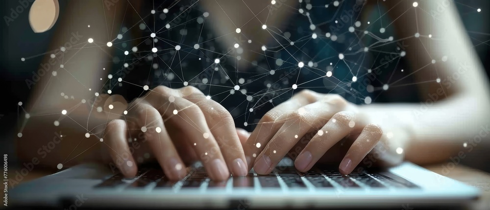 Poster Technology of Artificial Intelligence, Machine Learning, Robots using laptops connected to big data networks, Business data analysis, Marketing banking and financial, Deep Learning, Science and