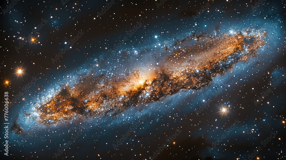 Poster The panoramic view of the Galaxy in space. Generative AI.