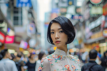 Chinese woman in Hong Kong. Hong Kong is one of the most popular tourist destinations in the world.